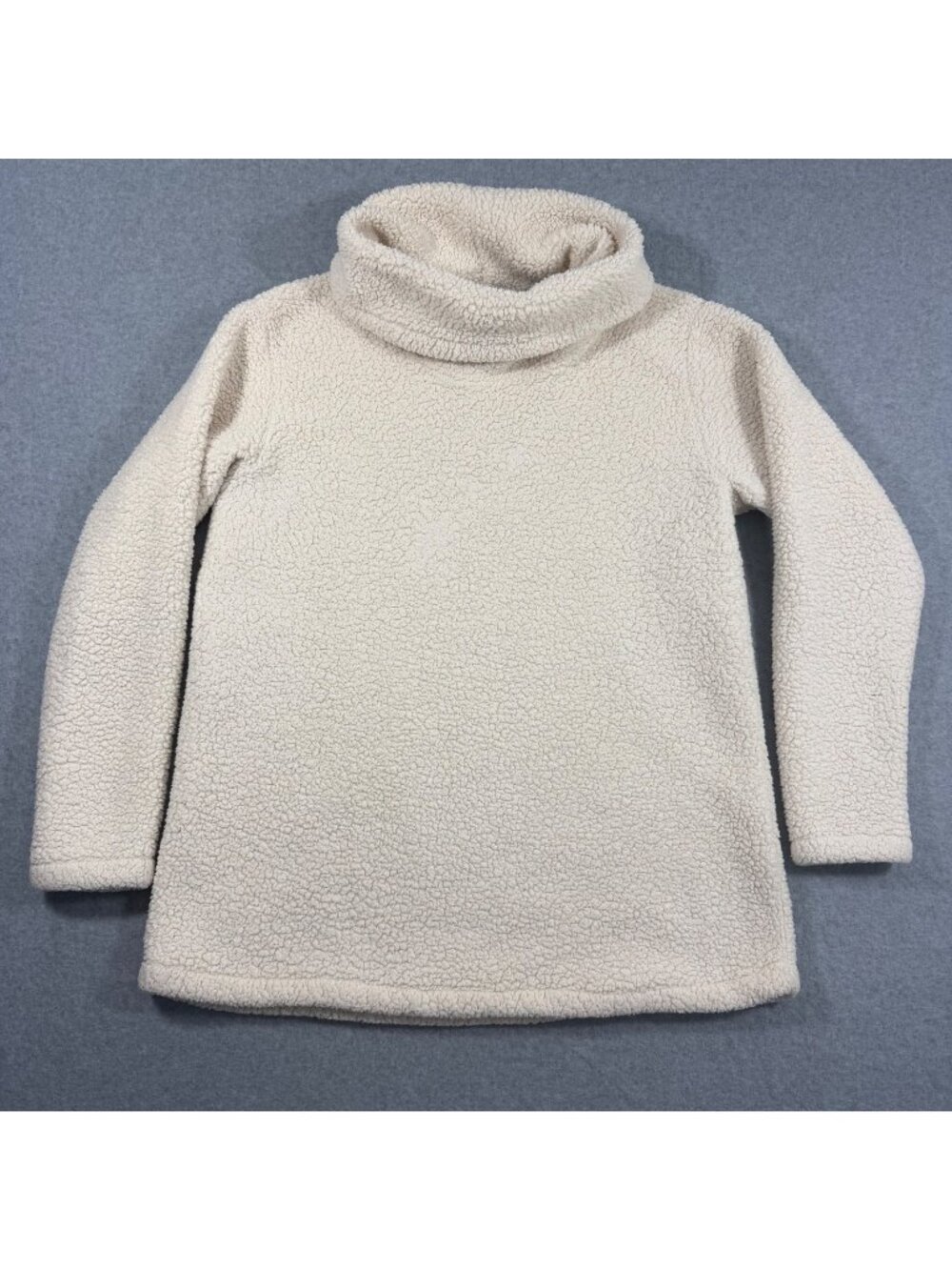 Lands End Girls Sherpa Fleece Pullover L/T 14-16 Ivory Turtleneck Cozy